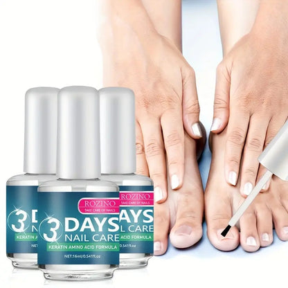 [3 bottles]ROZINO 3 Days Nail Care Keratin Amino Acid Formula for Superior Nail Nourishment Lightweight Moisture Boosting Daily Manicure 16ml