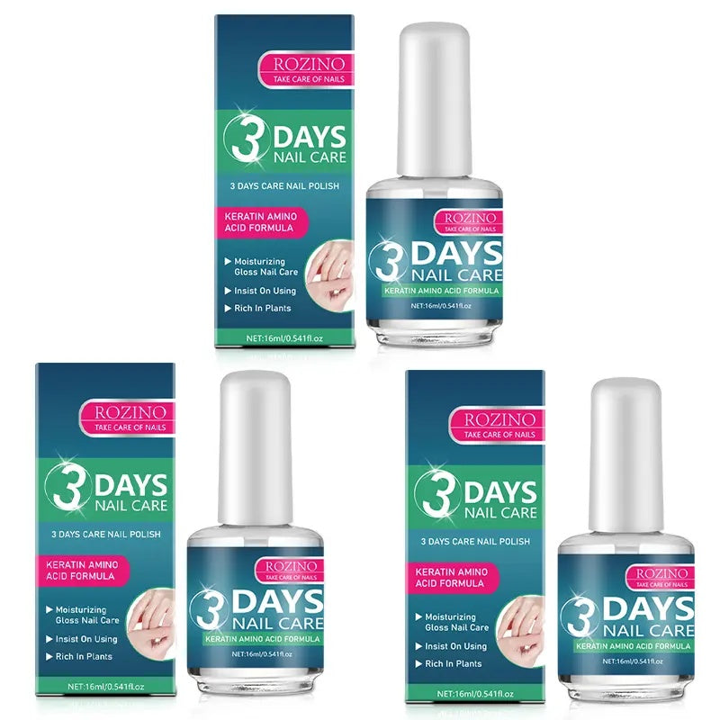 ROZINO 3-Day Nail Care Treatment - Keratin & Amino Acid Formula (3 Pack, 16ml)