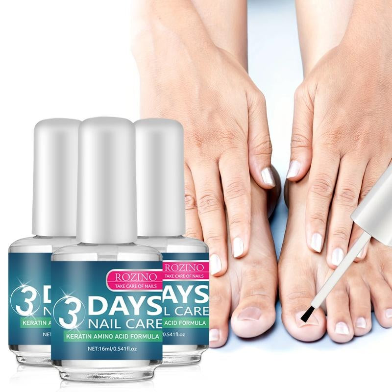 ROZINO 3-Day Nail Care Treatment - Keratin & Amino Acid Formula, 16ml (3 Pack)