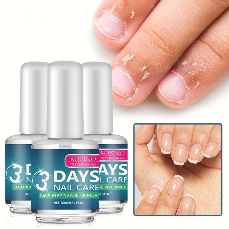 ROZINO 3 Days Nail Care Treatment - Keratin & Amino Acid Formula, 16ml (3 Pack)