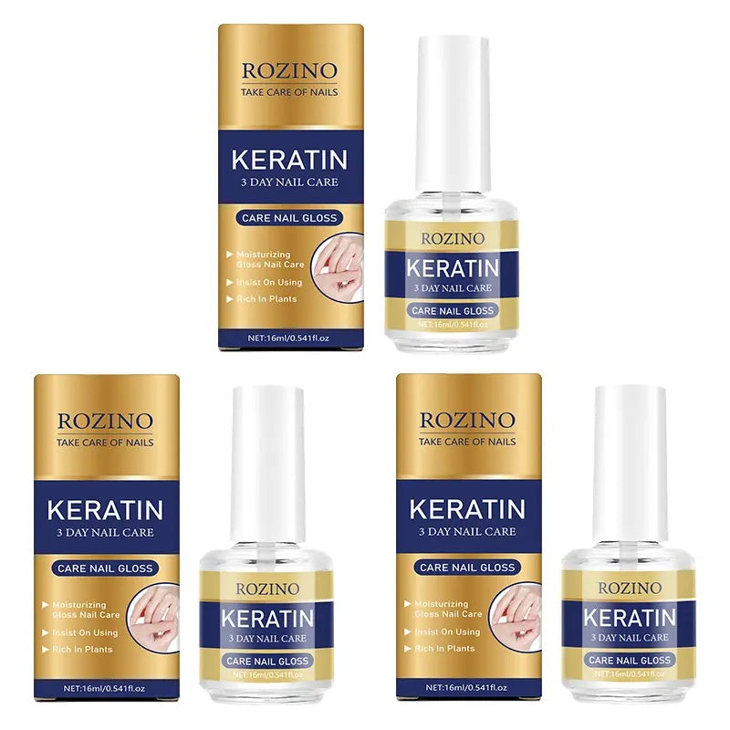 ROZINO 3 Days Nail Care Treatment - Keratin & Amino Acid Formula, 16ml (3 Pack)