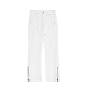 Men Jeans Zipper Slit Slightly Flared Casual Pants Loose Cargo Pants