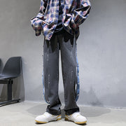 Men Jeans Breasted Jeans Straight Loose Hip Hop Casual Trousers
