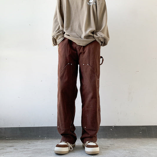 Men Jeans Overalls Loose Straight Casual Trousers