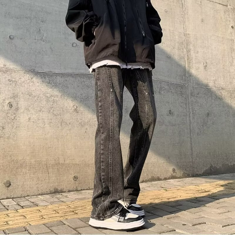 Men Jeans Washed-out Vintage Jeans Men's Slim Fit Skinny Straight Cargo Pants