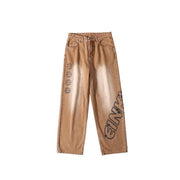 Men Jeans Vintage Brown Jeans Oversize Overalls