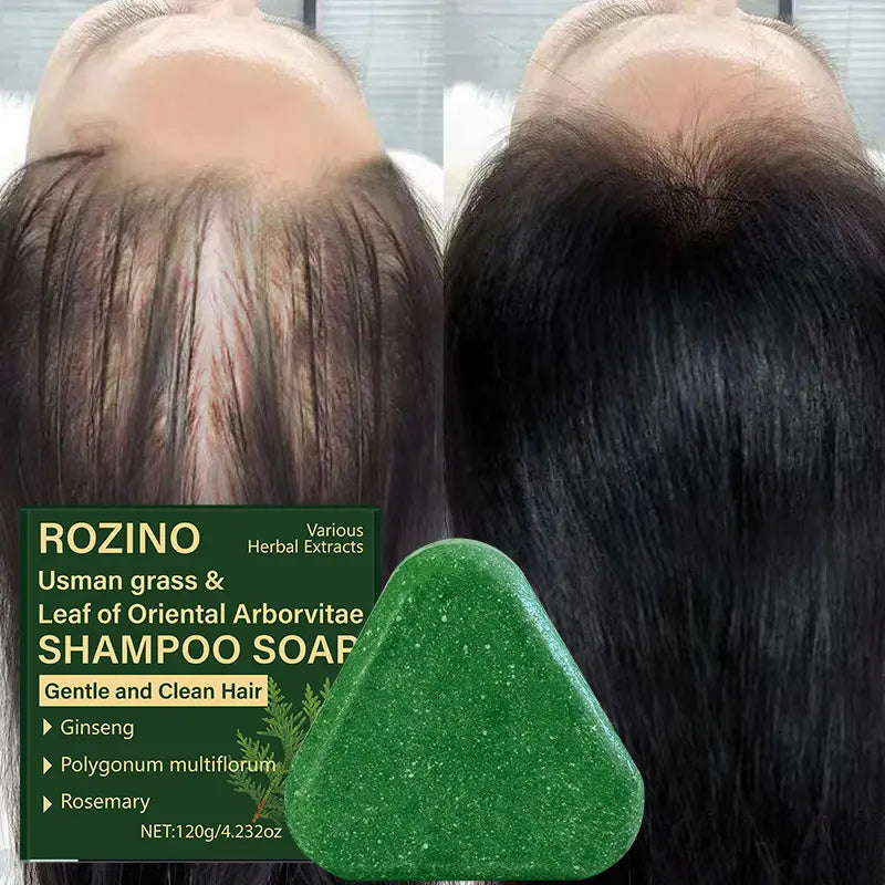 ROZINO Herbal Shampoo Bar with Usman Grass, Ginseng & Rosemary for Thinning Hair