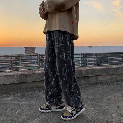 Men Jeans Loose Oversize Wide Leg Pants Denim Trousers