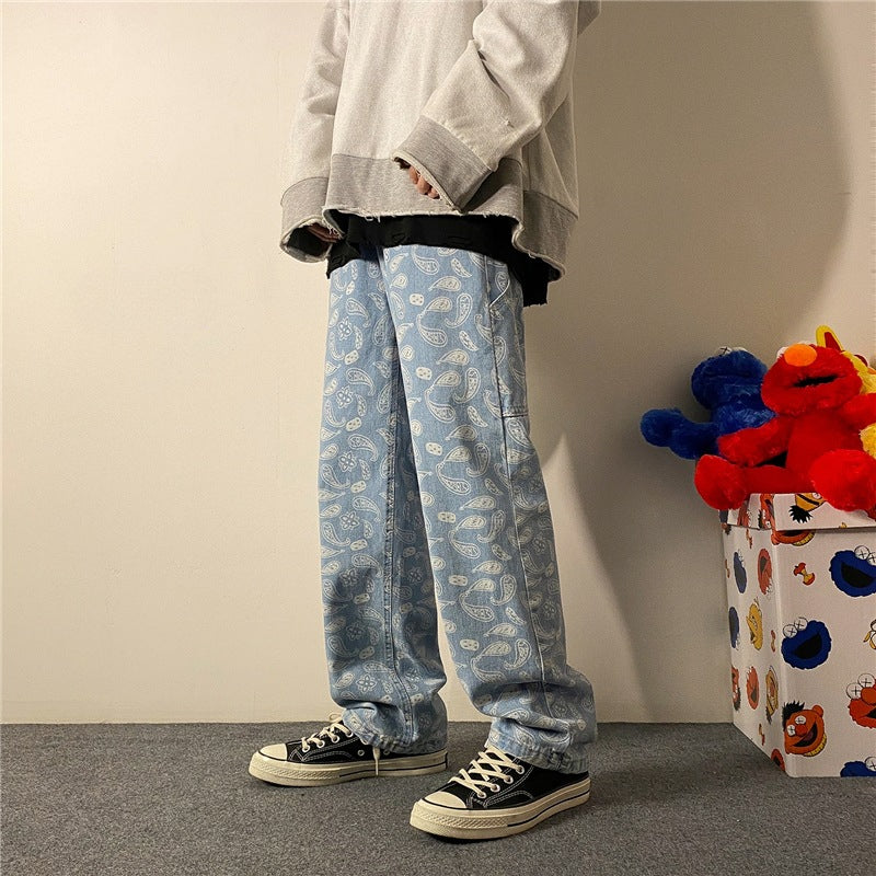 Men Jeans Straight Spring and Autumn Workwear Jeans Trousers