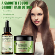 ROZINO Organic Rosemary Hair Mask & Mint Oil Set - Deep Conditioning Treatment for Dry, Damaged Hair with Biotin