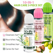 ROZINO 10-in-1 Hair Care Set - Shampoo, Conditioner & Serum (100ml) with Keratin & Jojoba Oil