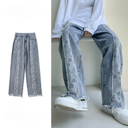 Men Jeans Loose Straight Spring and Autumn Wide Leg Trousers