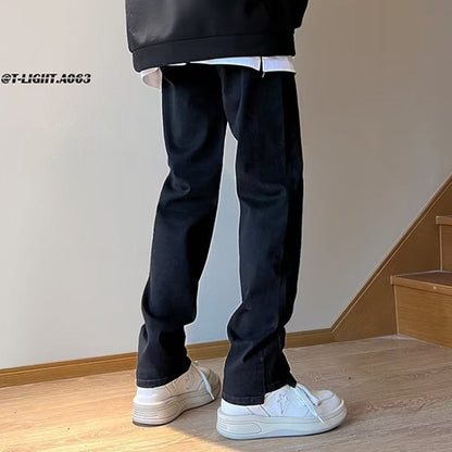 Men Jeans Slim-Fit Light Color Straight-Leg Overalls