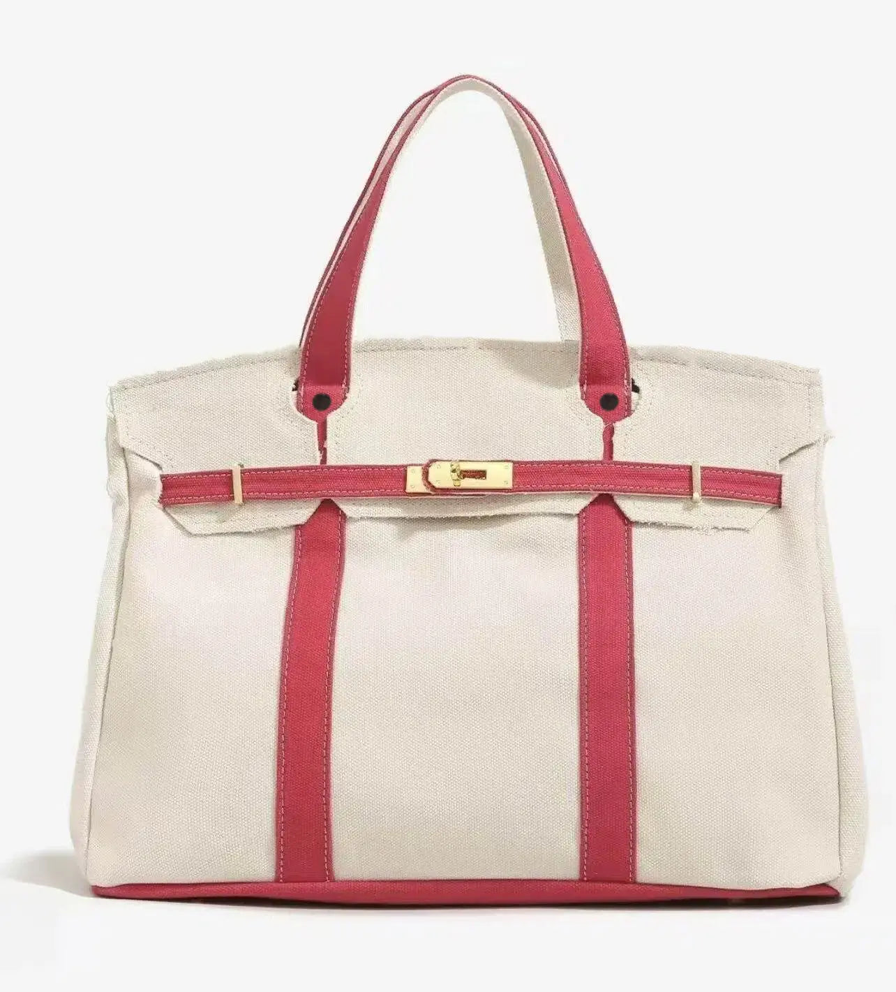 Women's Color-Blocked Canvas Tote Bag - Lightweight Spacious Commuter Handbag