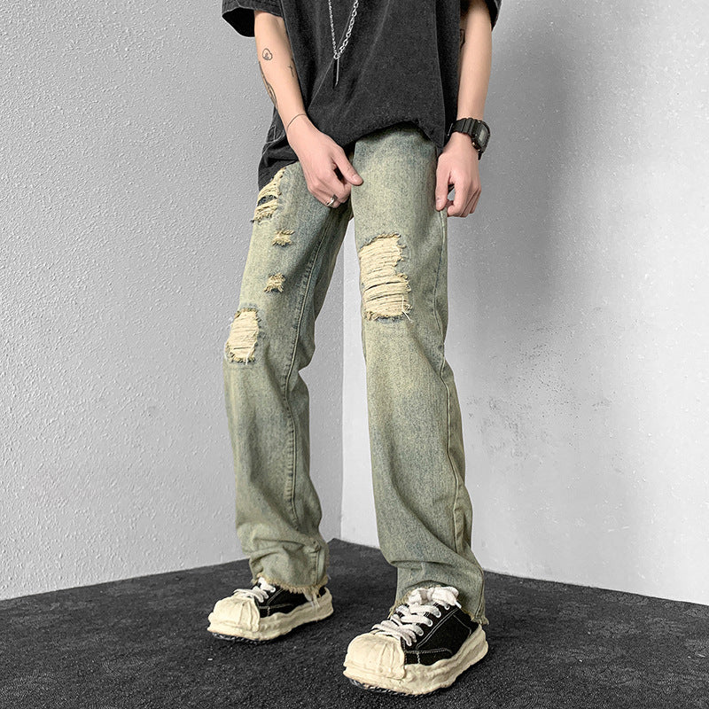 Men Jeans Ripped Jeans Men's Summer Retro Casual Trousers