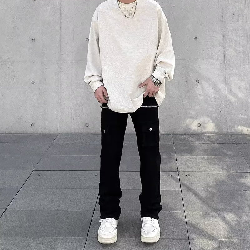 Men Jeans Zipper Split Workwear Casual Jeans Men