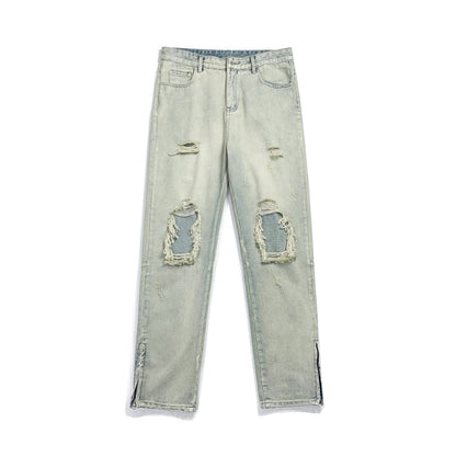 Men Jeans Ripped Jeans Men's Summer Zipper Trousers