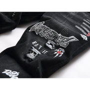 DSQ2 Jeans Rhinestone Decorated Ripped Stretch Jeans