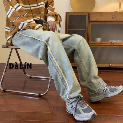 Men Jeans Vintage Jeans Summer Wide Leg Trousers Straight Pants