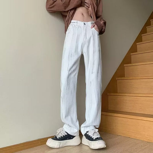 Men Jeans Summer Casual Trousers Straight Loose Wide Leg Pants