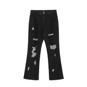 Men Jeans Embroidered Jeans Hip Hop Ripped Loose Trousers