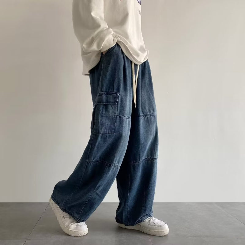 Men Jeans Cargo Jeans Men's Summer Washed Old Men's Casual Pants