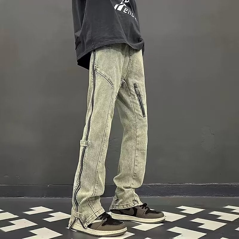 Men Jeans Slim Fit Micro-Pull Cargo Jeans Spring and Autumn Straight-Leg Pants