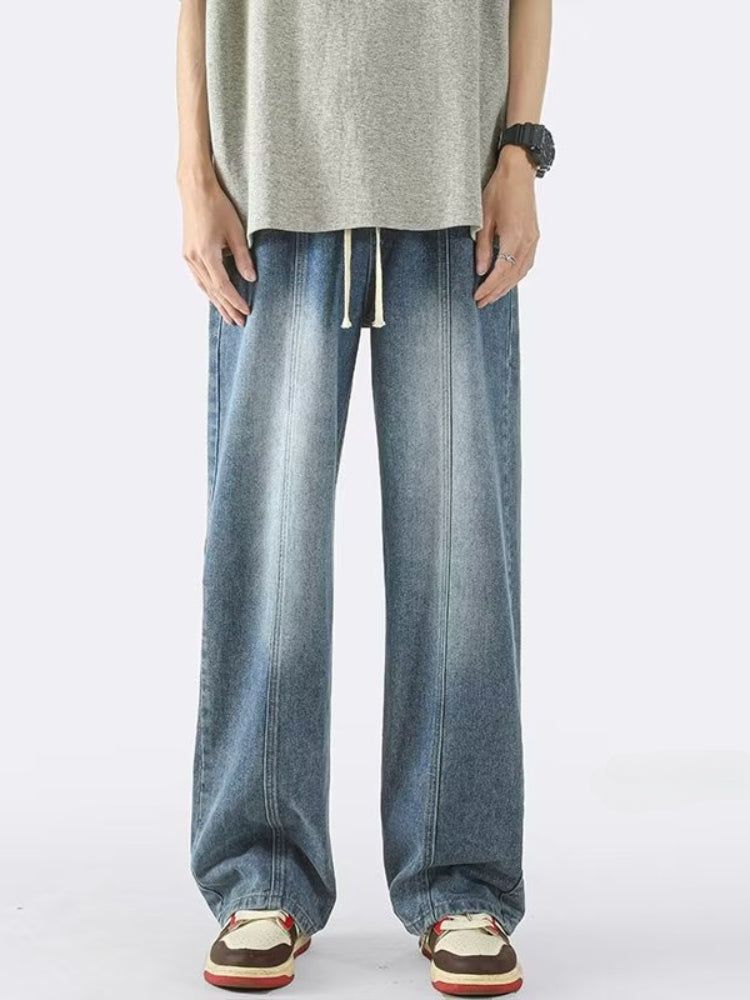 Men Jeans Retro Loose Casual Straight-Leg Pants