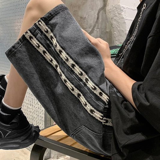 Men Jeans Summer Loose Straight Casual Shorts