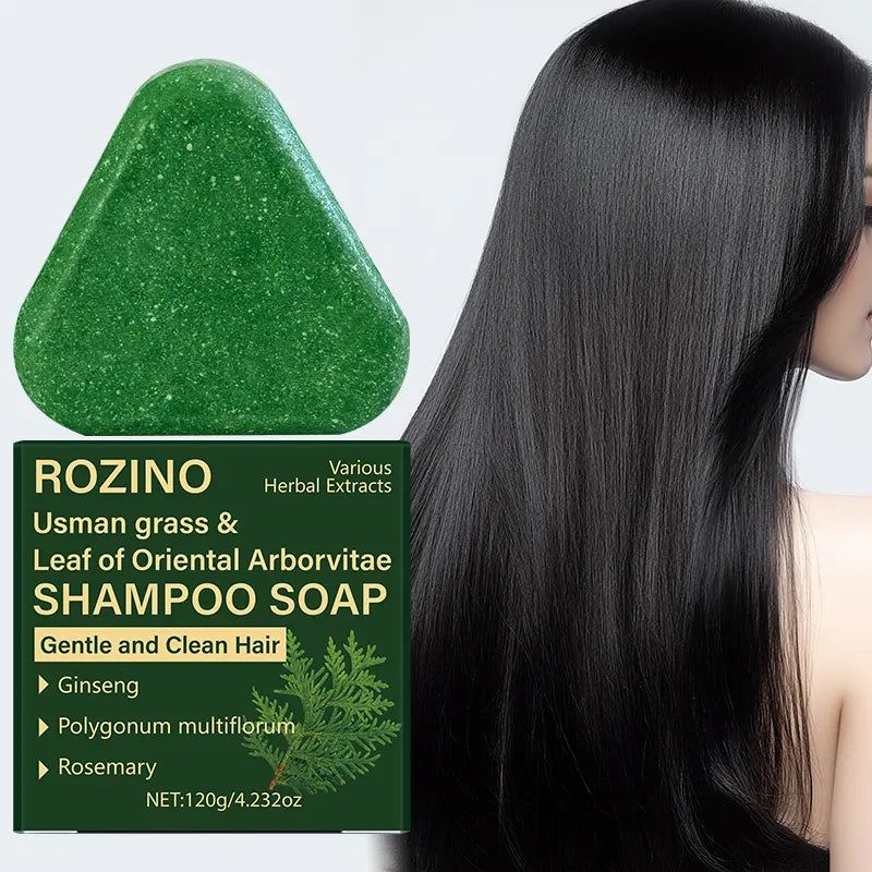 ROZINO Herbal Shampoo Bar with Usman Grass, Ginseng & Rosemary for Thinning Hair