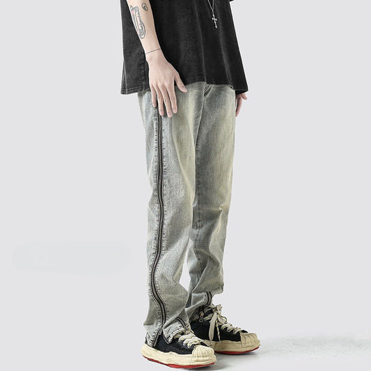 Men Jeans Summer Loose Straight-Leg Wide-Leg Pants