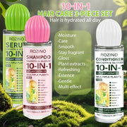 ROZINO 10-in-1 Hair Care Set - Shampoo, Conditioner & Serum (100ml) with Keratin & Jojoba Oil