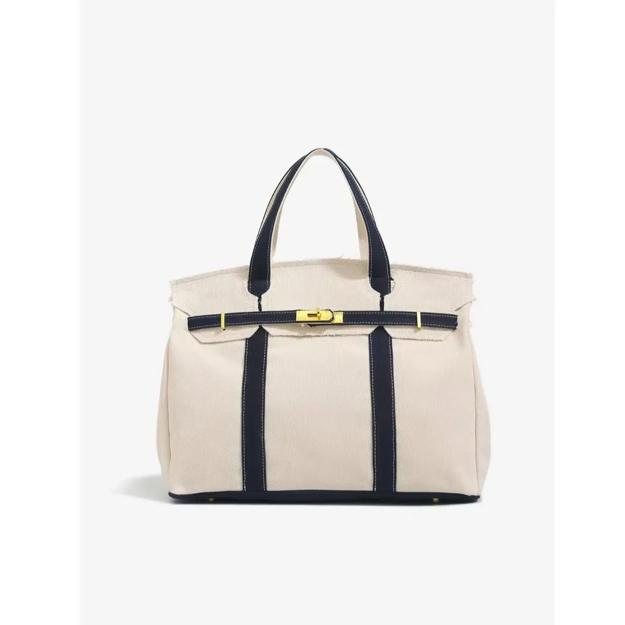 Women's Color-Blocked Canvas Tote Bag - Lightweight Spacious Commuter Handbag