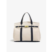 Women's Color-Blocked Canvas Tote Bag - Lightweight Spacious Commuter Handbag