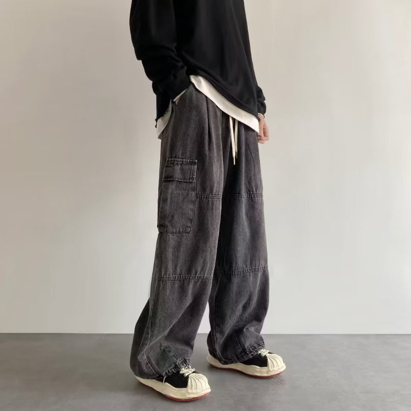 Men Jeans Cargo Jeans Men's Summer Washed Old Men's Casual Pants
