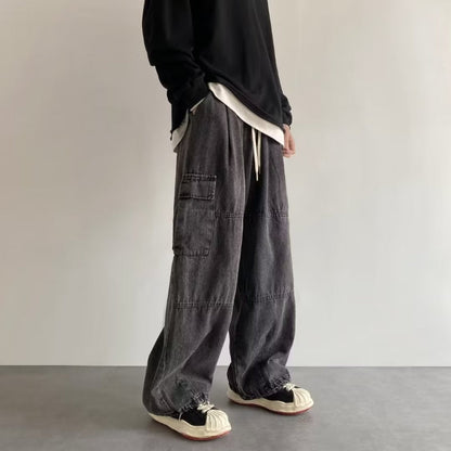Men Jeans Cargo Jeans Men's Summer Washed Old Men's Casual Pants