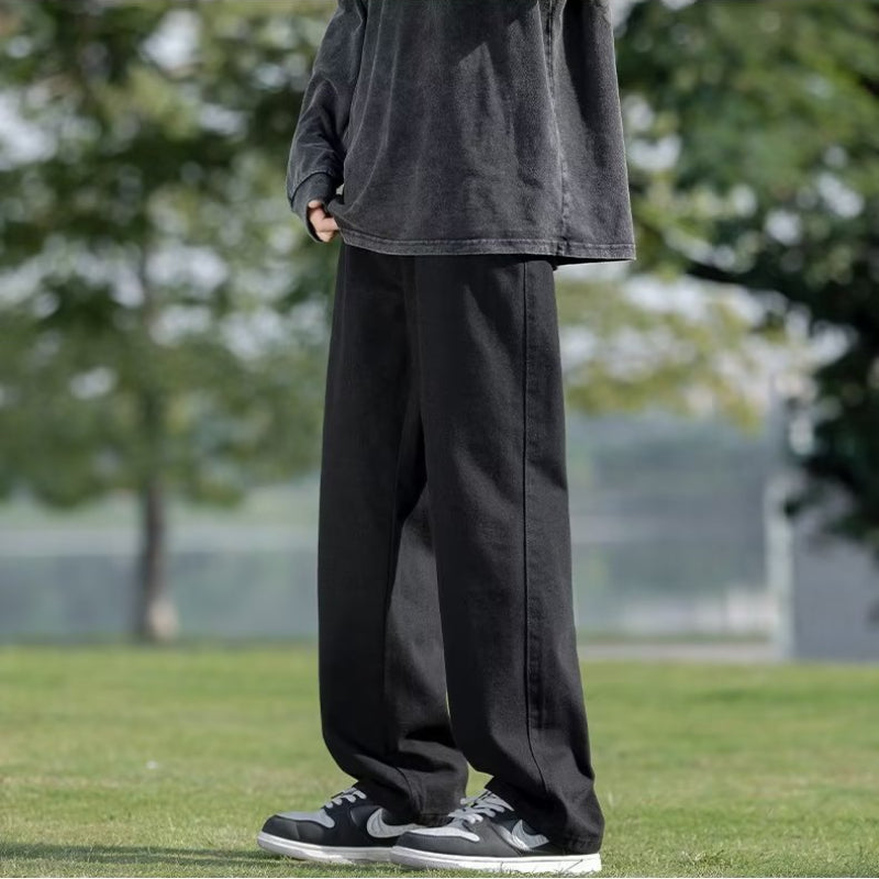 Men Jeans Summer Loose Wide Leg Pants Straight-Leg Trousers