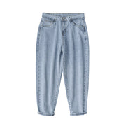 Men Jeans Summer Straight Loose Cropped Pants