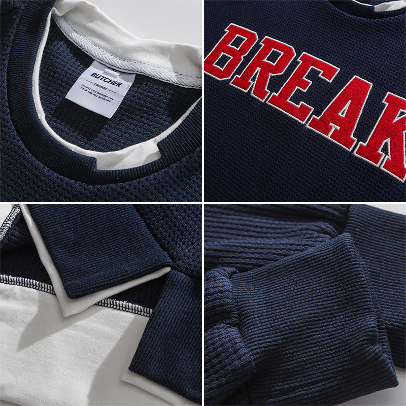 Men Pullover Hoodie Sweater Men's Retro Loose All-Match Long Sleeve