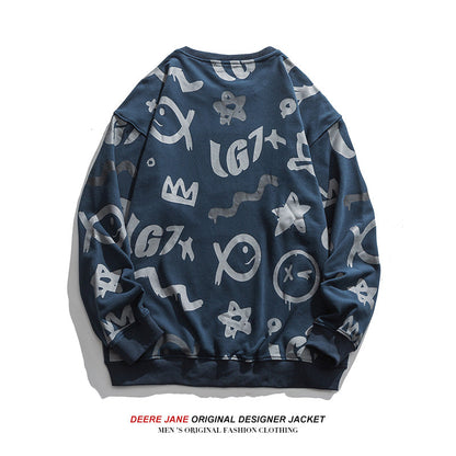 Men Pullover Hoodie Men's Spring and Autumn American Style Loose Trendy Couples Long Sleeve