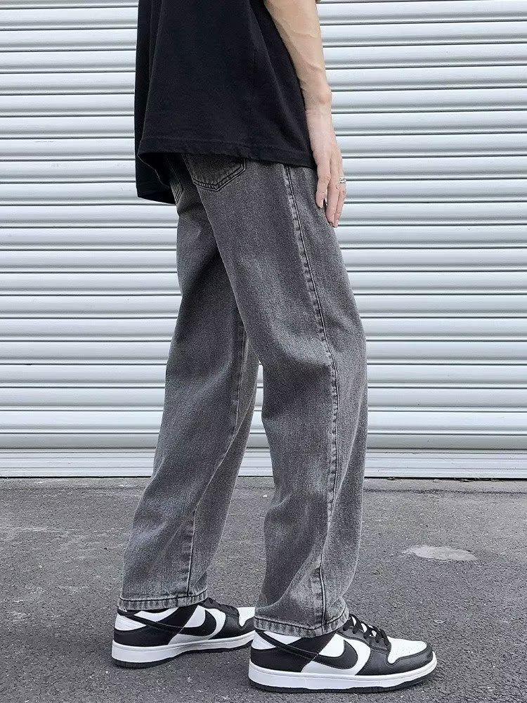 Men Jeans Smoky Gray Jeans Summer Baggy Straight Trousers