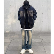 Men Jeans Retro Washed Distressed Loose Straight Jeans