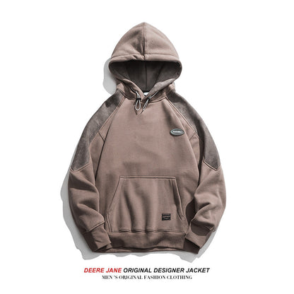 Men Pullover Hoodie Autumn and Winter Patchwork Hoodie Men's Winter Loose