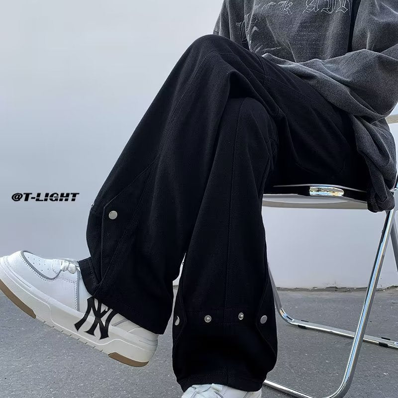 Men Jeans Spring Retro Straight-Leg Pants Loose plus Size Wide Leg Casual Trousers