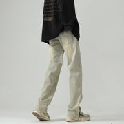 Men Jeans Retro Washed Worn Jeans