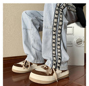 Men Jeans Autumn Vintage Oversize Pants Loose Straight Wide Leg Pants