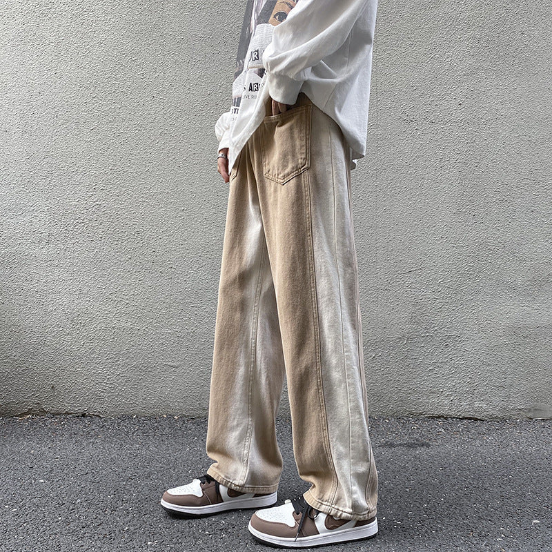 Men Jeans Gradient Jeans Men Spring Autumn Loose Straight Trousers