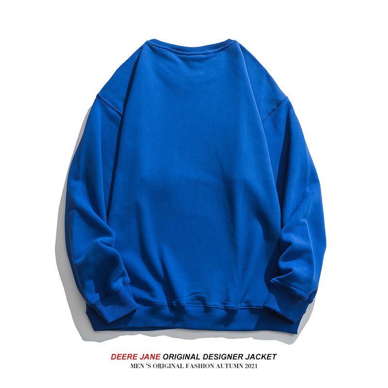 Men Pullover Hoodie Sweater Men's and Women's Spring and Autumn Loose Blue Autumn Top