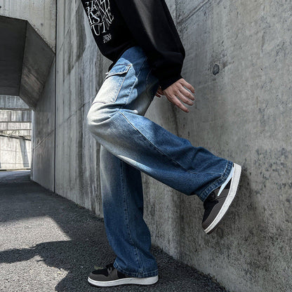 Men Jeans Vintage Jeans Vintage Straight-Leg Pants Oversize Wide Leg Pants