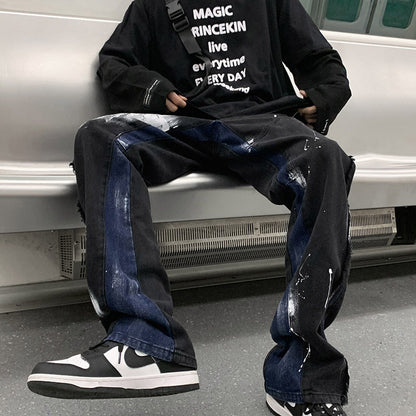 Men Jeans Black Straight Jeans Men's Loose Autumn